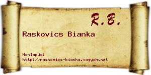 Raskovics Bianka névjegykártya